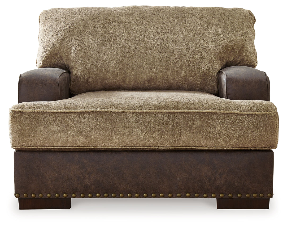 Alesbury Sofa, Loveseat, Chair and Ottoman in Chocolate - PKG019094