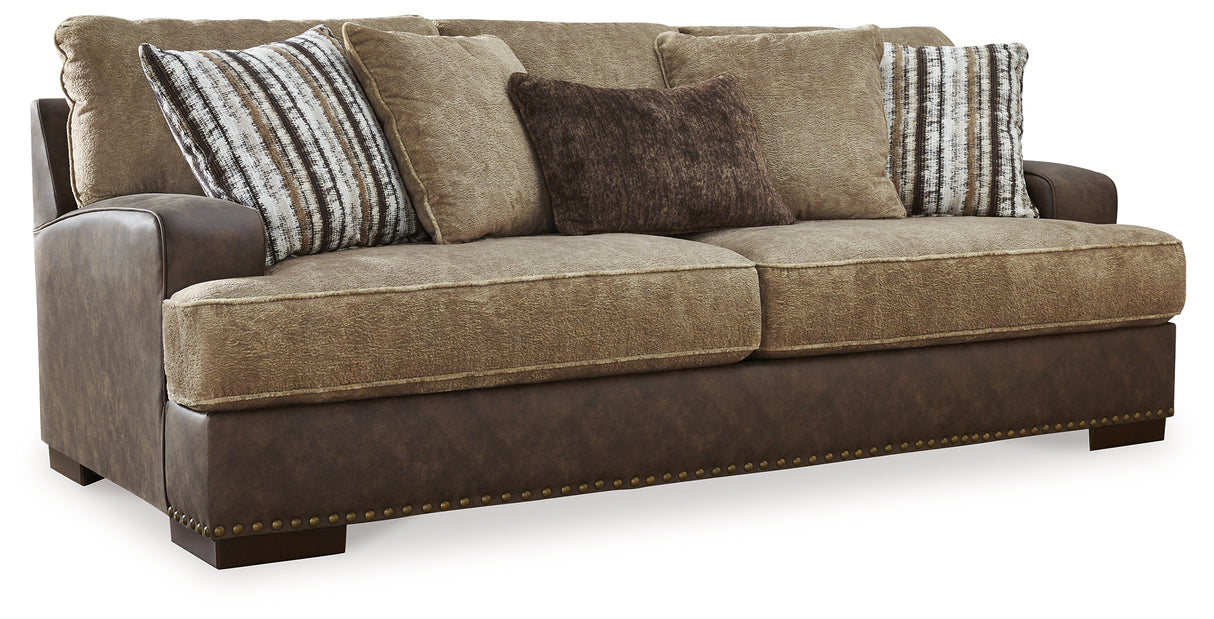 Alesbury Sofa, Loveseat, Chair and Ottoman in Chocolate - PKG019094