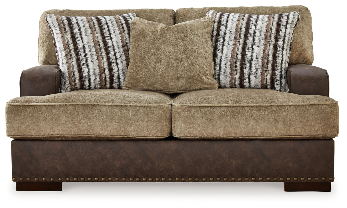 Alesbury Sofa, Loveseat, Chair and Ottoman in Chocolate - PKG019094