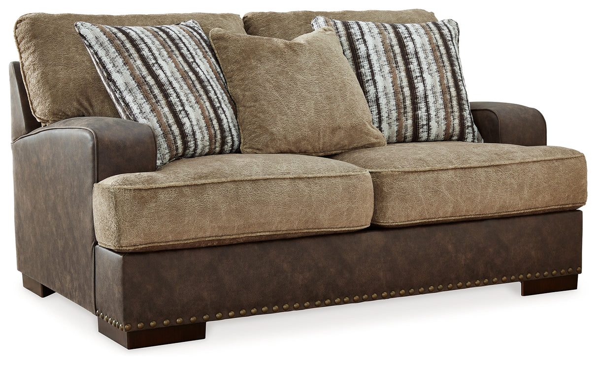 Alesbury Sofa, Loveseat, Chair and Ottoman in Chocolate - PKG019094