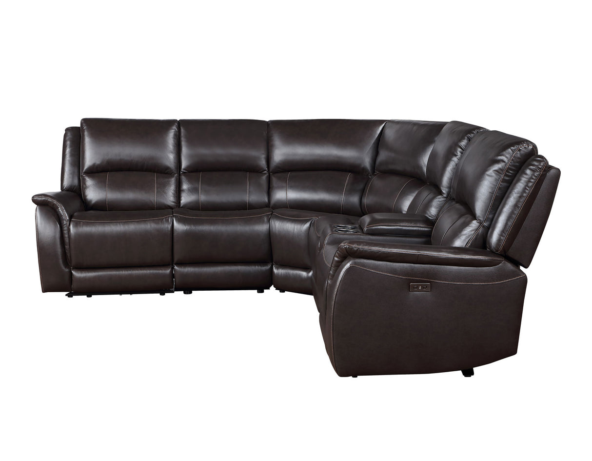 Alexandria Leather 6-Piece Power Reclining Set, Chocolate from Steve Silver - Luna Furniture