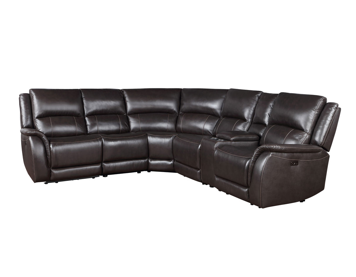 Alexandria Leather 6-Piece Power Reclining Set, Chocolate from Steve Silver - Luna Furniture