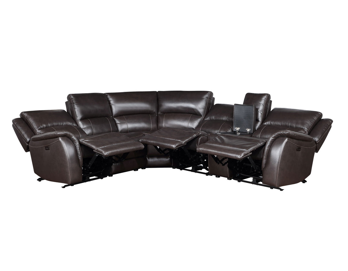 Alexandria Leather 6-Piece Power Reclining Set, Chocolate from Steve Silver - Luna Furniture