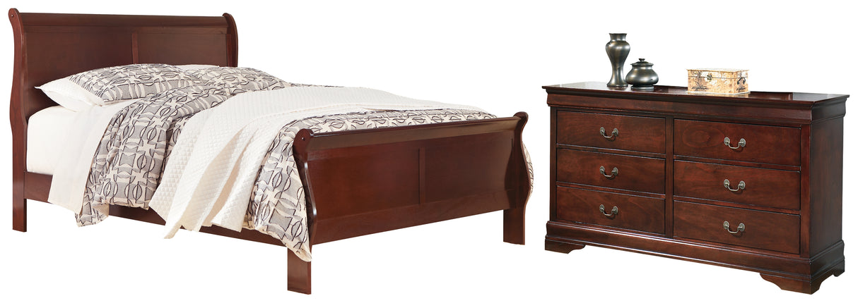 Alisdair California King Sleigh Bed with Dresser in Reddish Brown - PKG004945