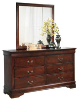 Alisdair California King Sleigh Bed with Mirrored Dresser and 2 Nightstands in Reddish Brown from Ashley - Luna Furniture