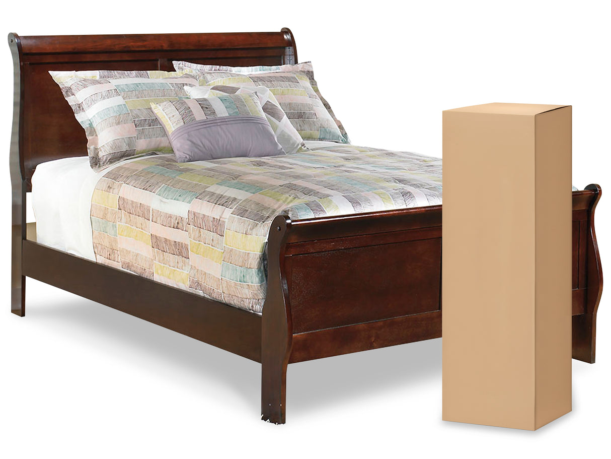 Alisdair Full Sleigh Bed with Mattress in Reddish Brown - PKG000500