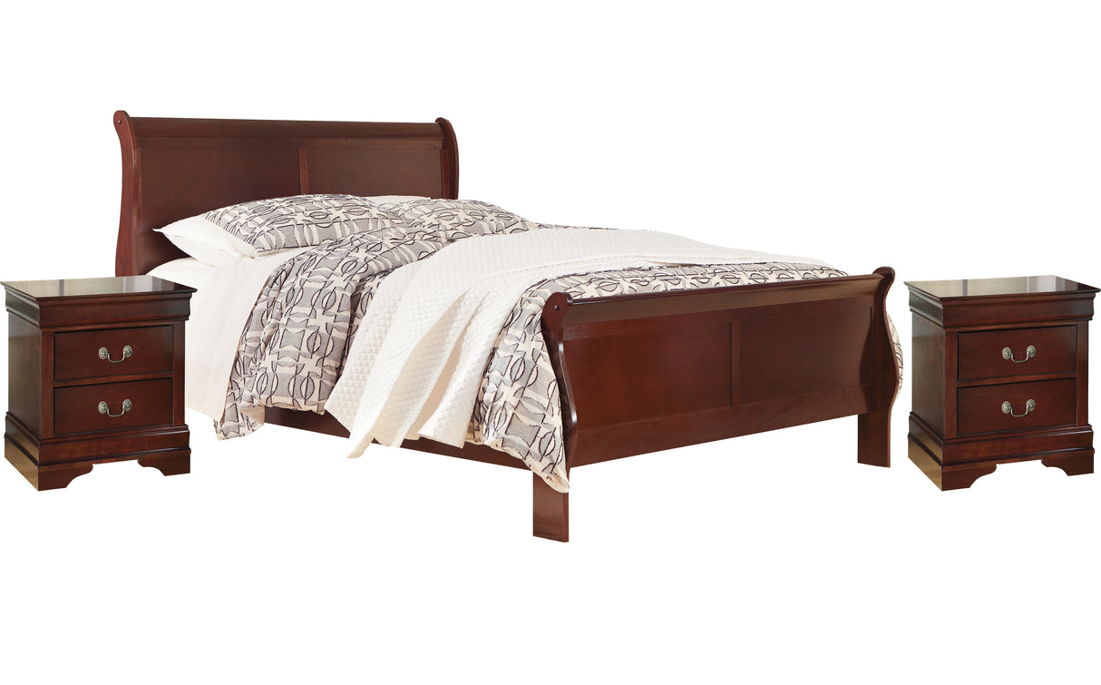 Alisdair King Sleigh Bed with 2 Nightstands in Reddish Brown from Ashley - Luna Furniture