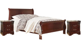 Alisdair Queen Sleigh Bed with 2 Nightstands in Reddish Brown - PKG000506