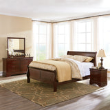 Alisdair Queen Sleigh Bed with 2 Nightstands in Reddish Brown - PKG000506