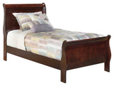 Alisdair Twin Sleigh Bed with Dresser in Reddish Brown - PKG004943