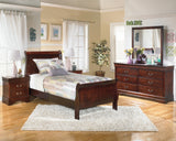 Alisdair Twin Sleigh Bed with Mirrored Dresser and 2 Nightstands in Reddish Brown - PKG004972