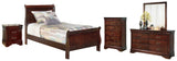 Alisdair Twin Sleigh Bed with Mirrored Dresser, Chest and Nightstand in Reddish Brown from Ashley - Luna Furniture