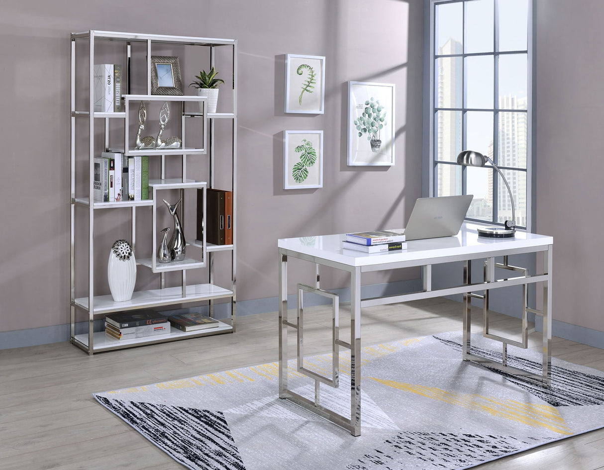 Alize 2-Piece Desk Set, White(Desk & Bookcase) from Steve Silver - Luna Furniture