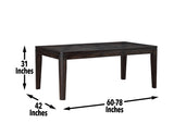 Ally 60-78 inch Dining Table w/18″ Leaf from Steve Silver - Luna Furniture