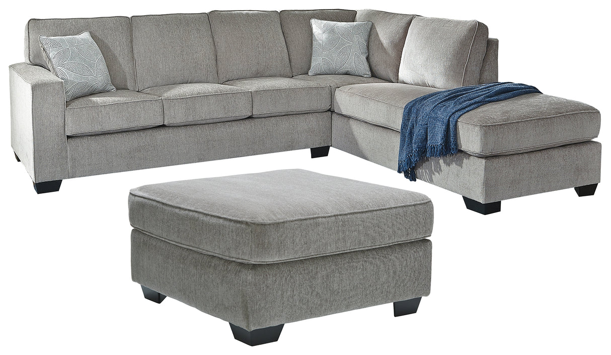 Altari 2-Piece Sectional with Ottoman in Alloy - PKG001812