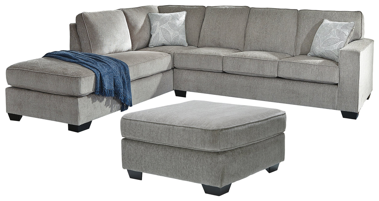 Altari 2-Piece Sleeper Sectional with Ottoman in Alloy - PKG001814