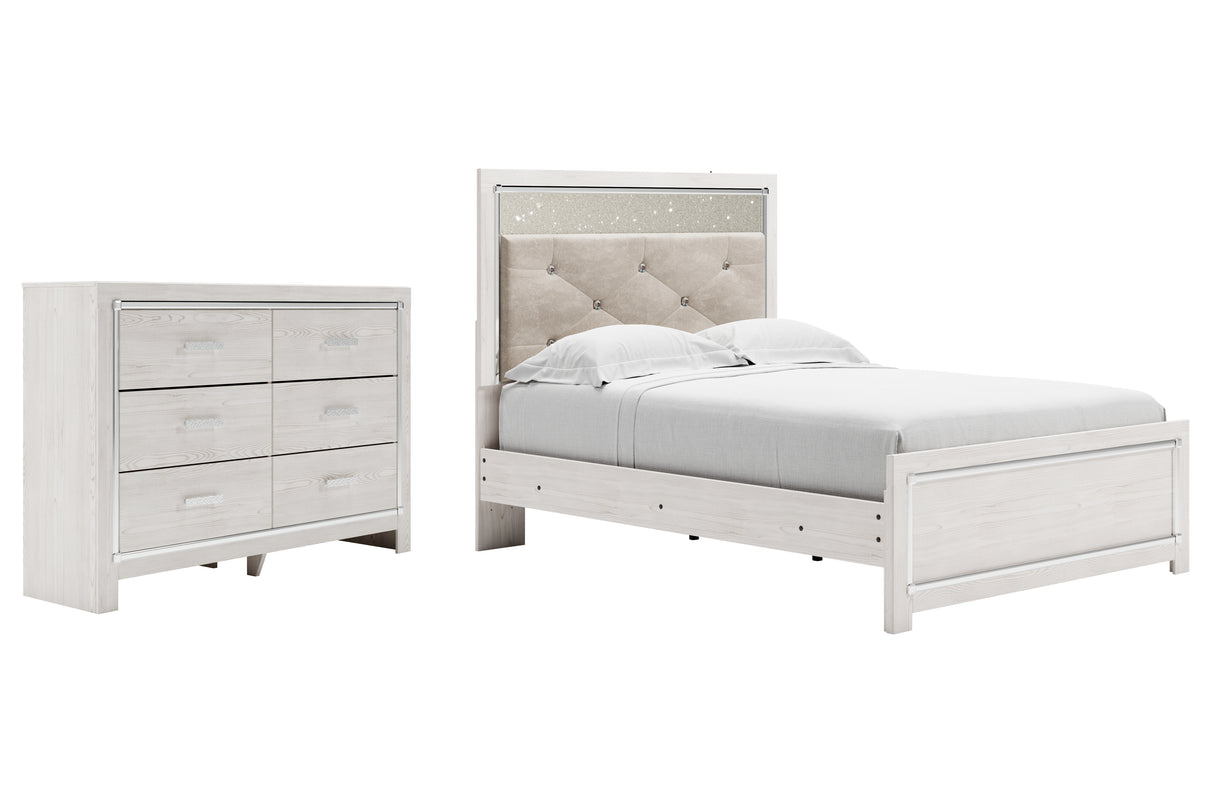 Altyra Full Panel Bed with Dresser in White - PKG009454