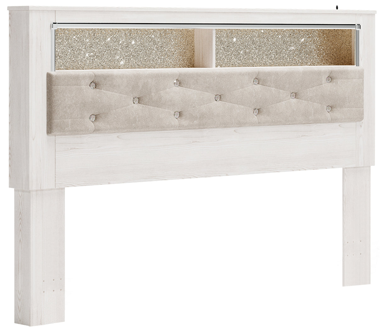 Altyra King Bookcase Headboard Bed with Dresser in White - PKG009484