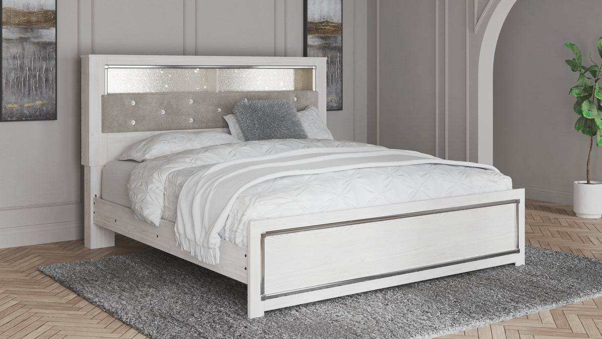 Altyra King Bookcase Headboard Bed with Dresser in White - PKG009484