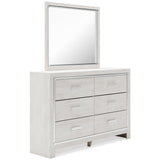 Altyra King Bookcase Headboard Bed with Mirrored Dresser and 2 Nightstands in White - PKG009486