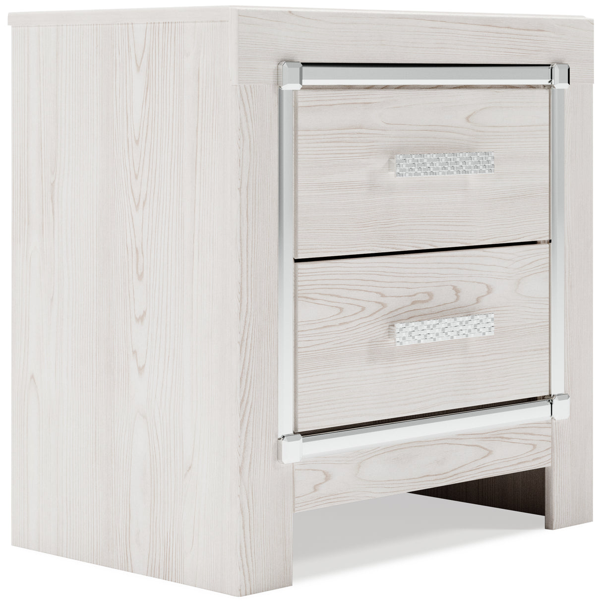 Altyra King Bookcase Headboard Bed with Mirrored Dresser, Chest and Nightstand in White - PKG009488