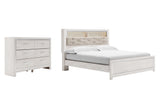 Altyra King Panel Bookcase Bed with Dresser in White - PKG009436