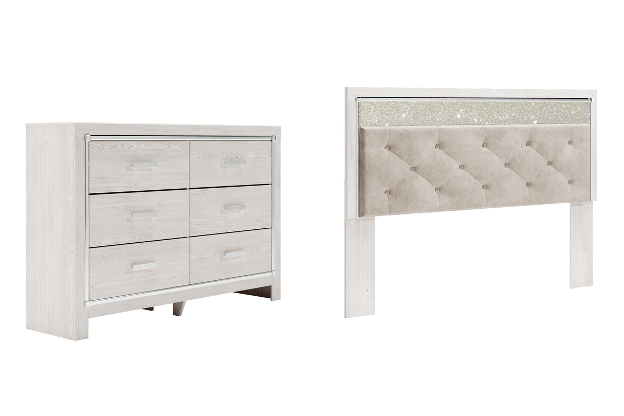 Altyra King Panel Headboard Bed with Dresser in White - PKG009472