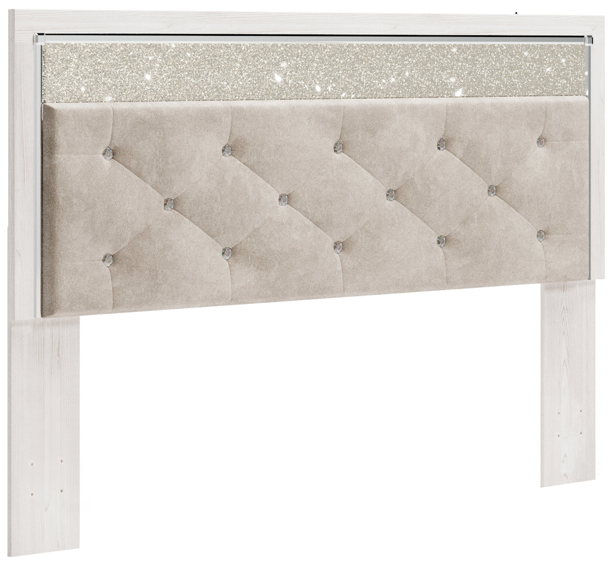 Altyra King Panel Headboard Bed with Mirrored Dresser and 2 Nightstands in White - PKG009474