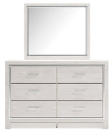 Altyra King Upholstered Storage Bed with Mirrored Dresser and Nightstand in White - PKG014083