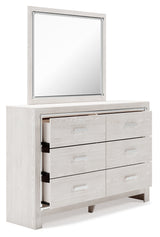 Altyra King Upholstered Storage Bed with Mirrored Dresser and Nightstand in White - PKG014083