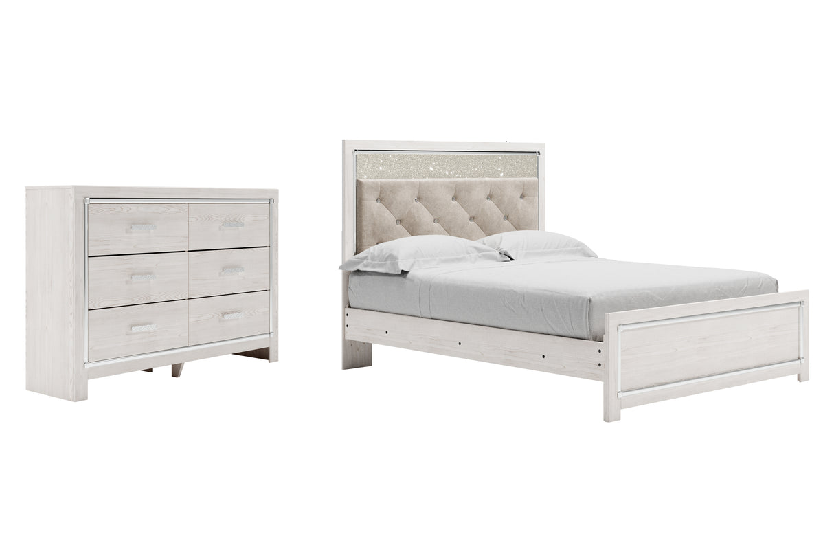 Altyra Queen Panel Bed with Dresser in White - PKG009418