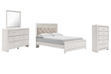 Altyra Queen Panel Bed with Mirrored Dresser and Chest in White - PKG009421