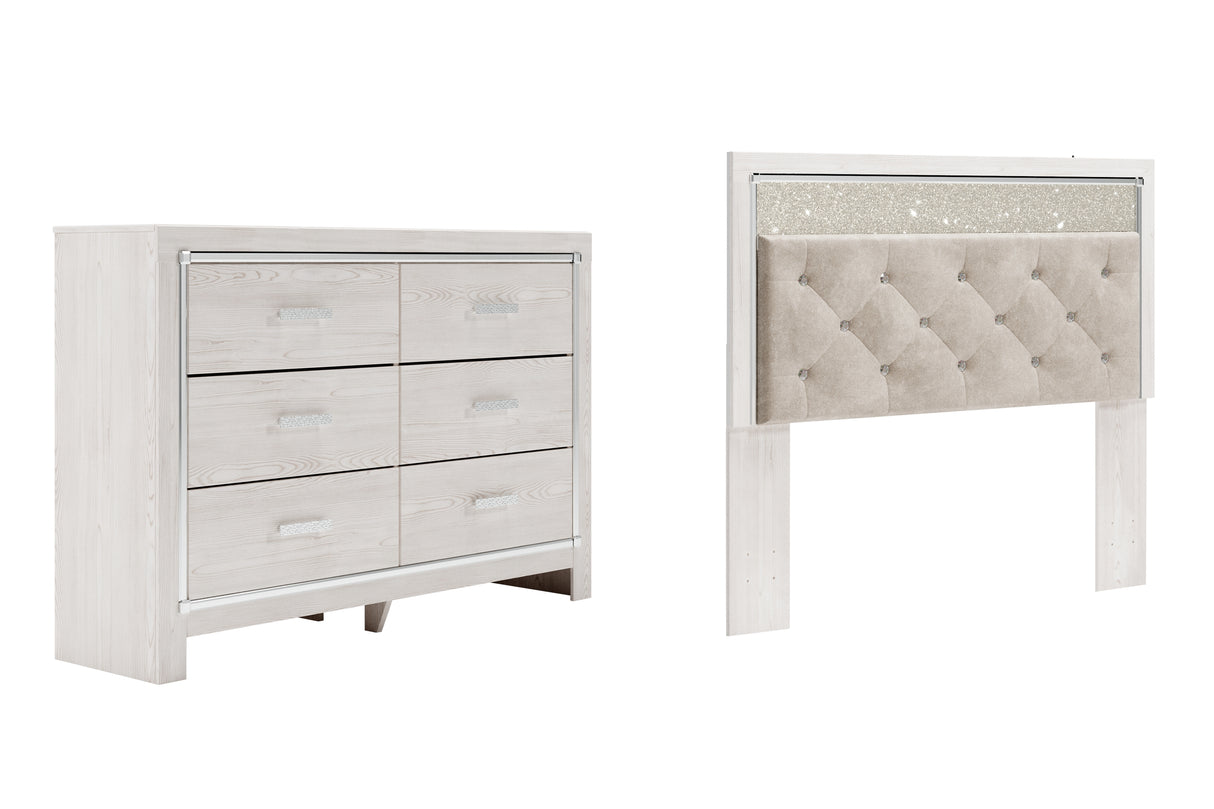 Altyra Queen Panel Headboard Bed with Dresser in White - PKG009466