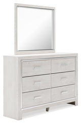 Altyra Queen Upholstered Storage Bed with Mirrored Dresser and Nightstand in White - PKG014048