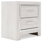 Altyra Queen Upholstered Storage Bed with Mirrored Dresser and Nightstand in White - PKG014048