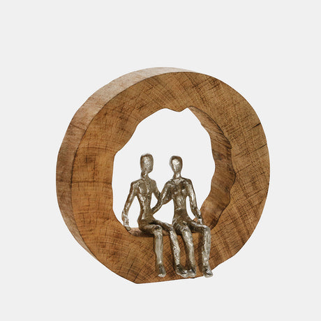 Aluminum Couple In Mango Wood, Silver/brown - 15167