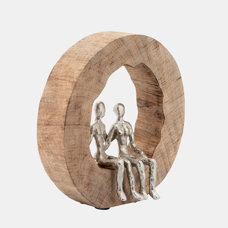 Aluminum Couple In Mango Wood, Silver/brown - 15167