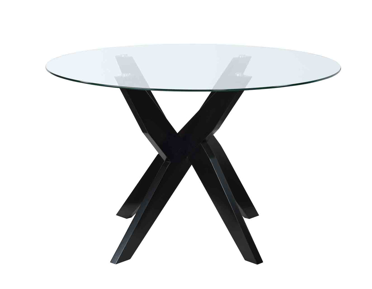 Amalie 48 inch Round Glass Top Table, Black from Steve Silver - Luna Furniture