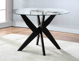 Amalie 48 inch Round Glass Top Table, Black from Steve Silver - Luna Furniture