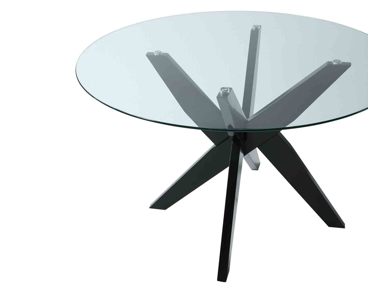 Amalie 48 inch Round Glass Top Table, Black from Steve Silver - Luna Furniture