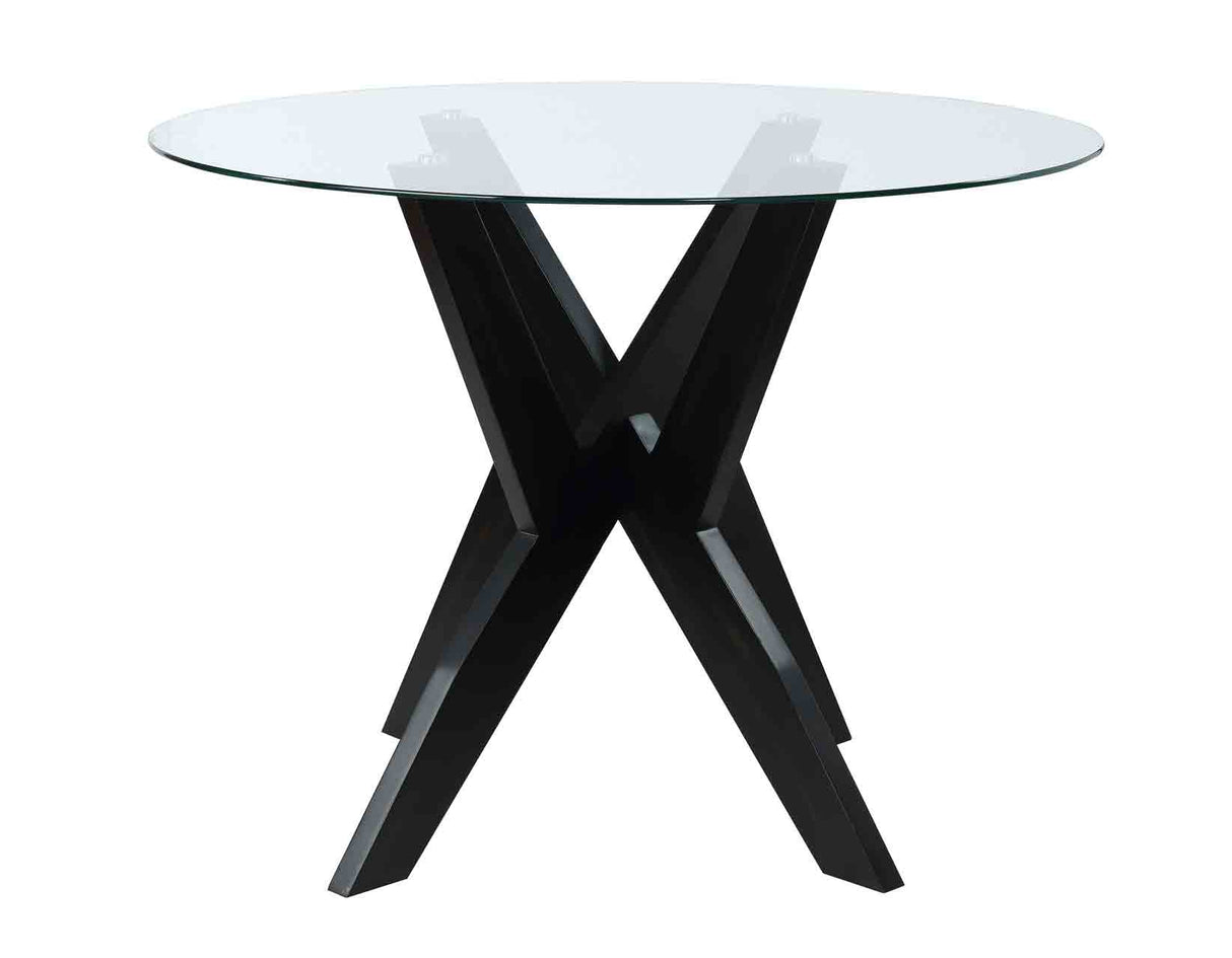 Amalie 48 inch Round Glass Top Table, Black from Steve Silver - Luna Furniture