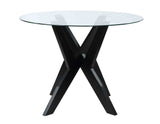 Amalie 48 inch Round Glass Top Table, Black from Steve Silver - Luna Furniture