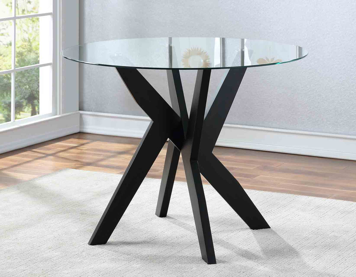 Amalie 48 inch Round Glass Top Table, Black from Steve Silver - Luna Furniture