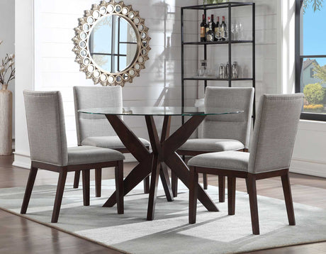 Amalie 5-Piece 48-inch Round Camel Dining Set(Table & 4 Side Chairs) - SET | AL4848TT | AL4848TB | AL4848SB(4)