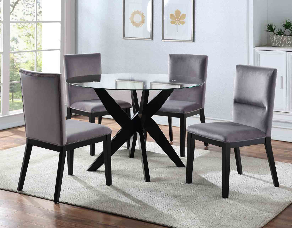 Amalie Grey 5-Piece Dining Set(Table & 4 Chairs) - SET | AL4848TT | AL4848TBB | AL4848SG(4)