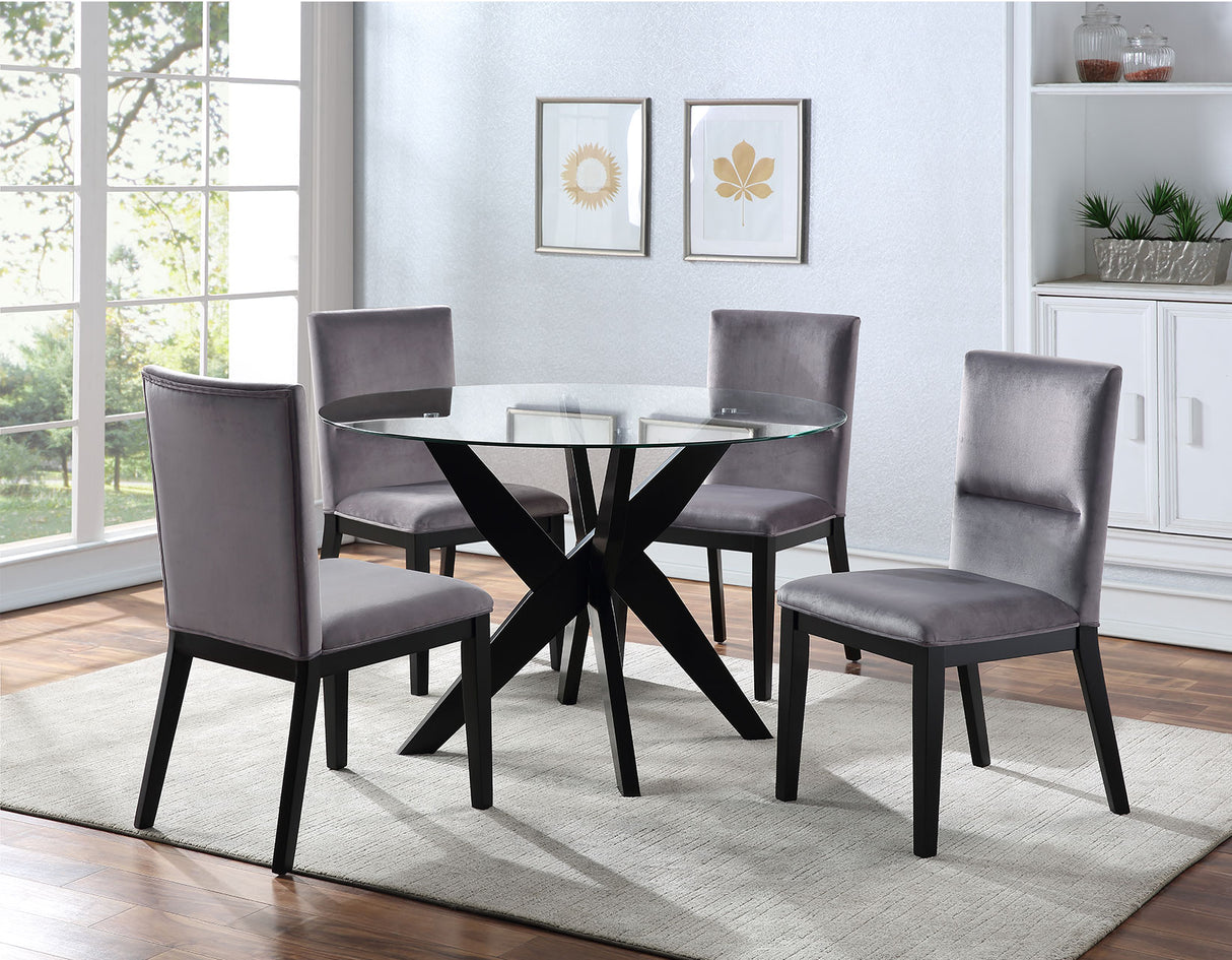 Amalie Side Chair, Grey Velvet, Set of 2 - AL4848SG