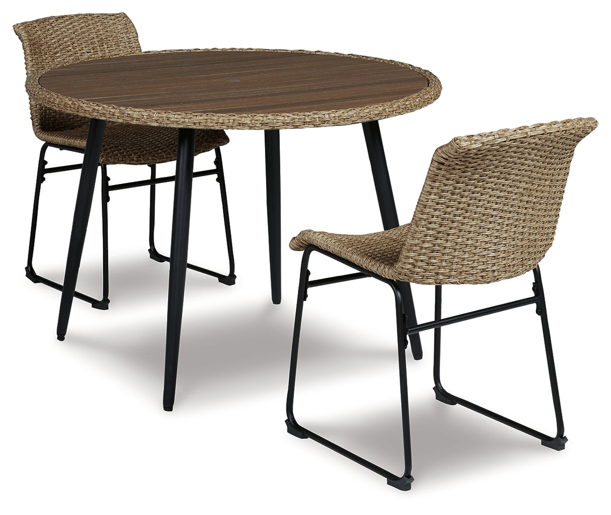 Amaris Outdoor Dining Table and 2 Chairs in Brown/Black - PKG014549