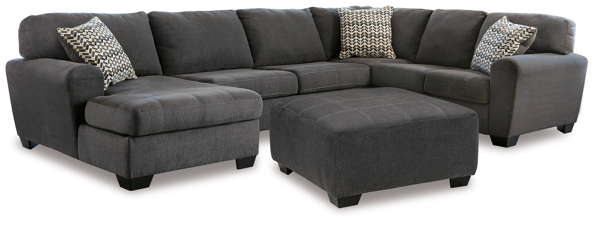 Ambee 3-Piece Sectional with Ottoman in Slate - PKG010934