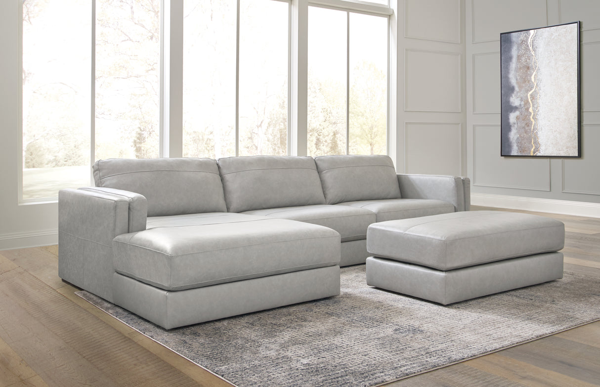 Amiata 2-Piece Sectional with Ottoman in Glacier from Ashley - Luna Furniture