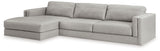 Amiata 2-Piece Sectional with Ottoman in Glacier from Ashley - Luna Furniture